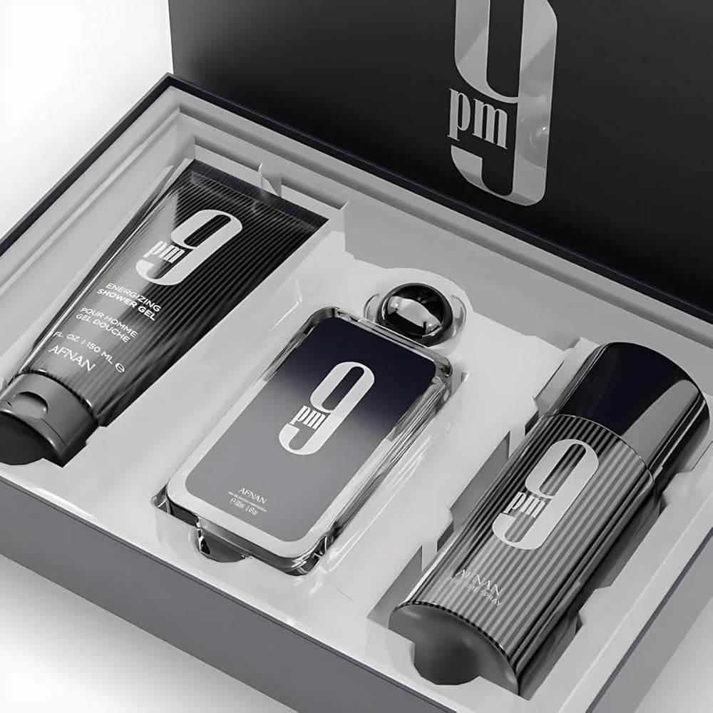 Set Afnan 9 Pm Man 3 Pcs (100 Ml Edp + Gel + Deo)