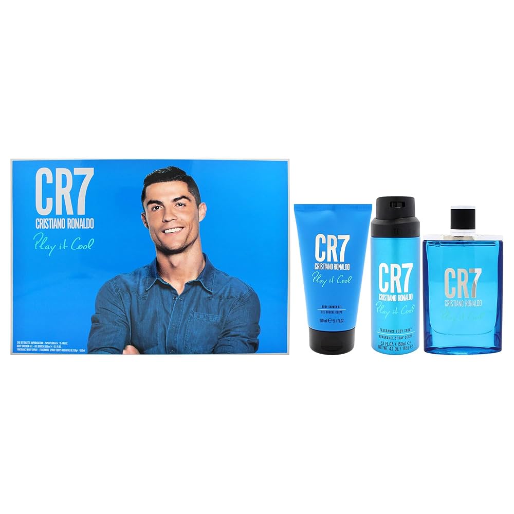 Set Cristiano Ronaldo Cr7 Play It Cool 3 Piezas 100Ml Edt, 150Ml Shower Gel, 150Ml Bodyspray