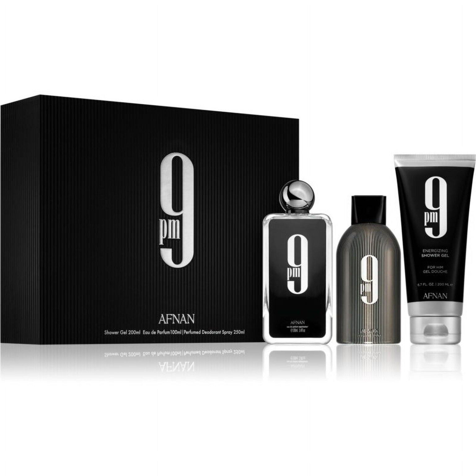Set Afnan 9 Pm Man 3 Pcs (100 Ml Edp + Gel + Deo)